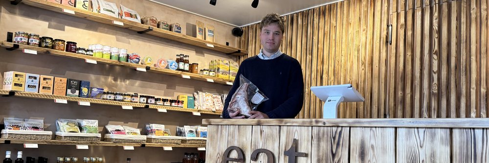 Ben Leatham in the eatTelfit farm shop