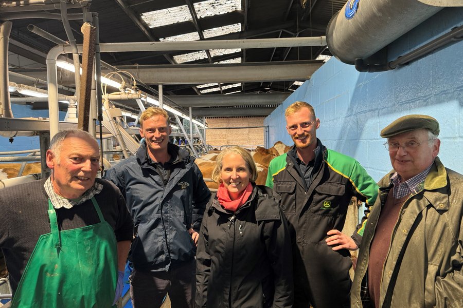 Emma Reynolds MP at the Laceys' milking parlour