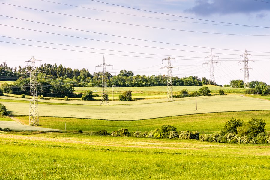 Fields pylons electricity