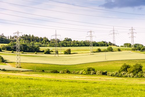 Fields pylons electricity