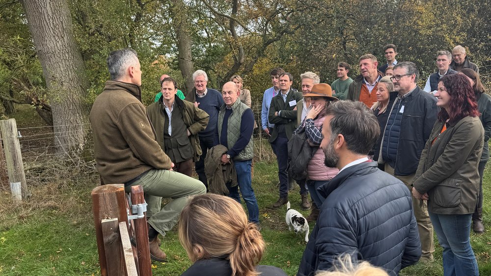 Johnny Wake shows guests around the farming operation at Courteenhall Estate